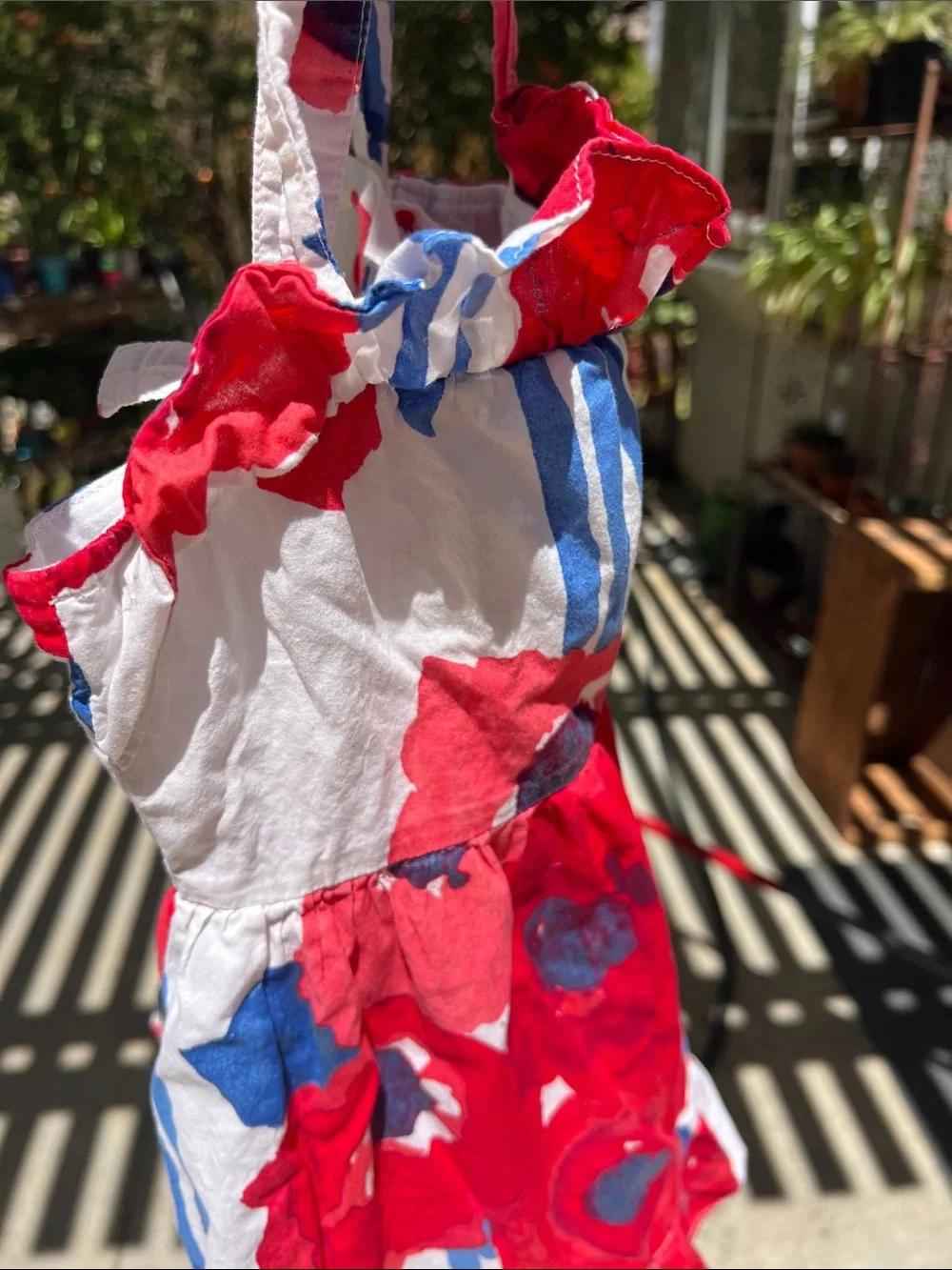 GAP White Dress with Red & Blue Floral Print